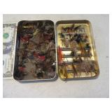 Aluminum Vtg Box FULL of Fishing Flies