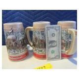 Lot (3) BUDWEISER dimensional Steins