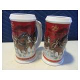 Lot (2) Red Clydesdale Classic Bud Steins