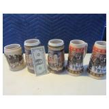 Lot (5) Budweiser dimensional Beer Steins