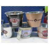 Lot (5) Metal Advert ManCave Beer Buckets