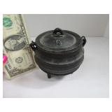4" Mini Cast Iron Marked Pot w/ Lid