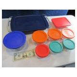 9pc Glass PYREX w/ Covers setup