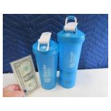 Lot (2) Hand BLENDER BOTTLE (one w/ stacks)