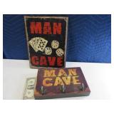 Lot (2) MAN CAVE Wall Decor Metal~Wood