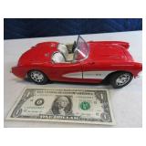 57 Chevy Corvette Red/White Diecast 10" Car Model