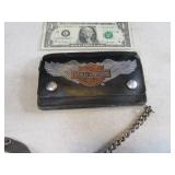 6" Vtg HARLEY Leather Wallet w/ Chain