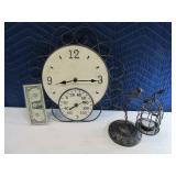 Metal/Tile Wall 12" Clock~Therm & Bird Hang TeaLht
