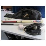 Softball LOT Bats~Balls~Glove~Carry Bag