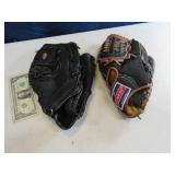 Lot (2) Nice Baseball Gloves EASTON~DUNLOP