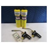 Lot (2) MAP GAS Bernz Torches w/ 2 new bottles