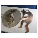 Lot (2) 20" Kokopelli Metal Wall Art In/Out