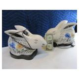 Pair 12" Rabbit Themed Table Lamps