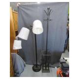 Lot (2) Upright Floor Hat Rack & Lamp AS IS
