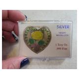 1oz Silver Ingot Medallion Heart Coin