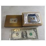 Inlaid Duck Oriental Lighter in Wood Box EXC