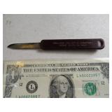 Unique Adv Antique Celluloid Type Folding Knife
