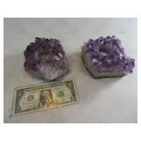 Pair Beautiful Amethyst Stone Crystal TeaLghts
