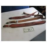 Lot (3) Vintage Leather Gun Shoulder Carry Straps