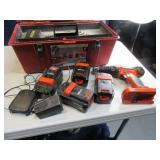 18v B&D Cordless Drill w/ 4 batt & charger setup