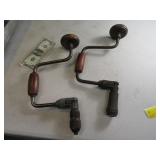 Lot (2) Vtg Brace Hand Drills Tools