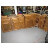 Lot (5) Base Cabinets 114" Oak Garage~Storage