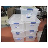 Lot (7) Matching Clear STERLITE 62qt Storage Tubs