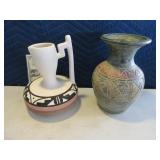 Lot (2) SouthWest Look Pots~Pitcher Pottery Decor