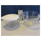 Lot (2) Glass Kitchen Measuring Bowls Pamp~Anchor