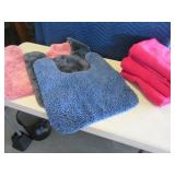 Lot (6) Toilet Bath Rugs & Pink Towels