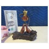 6" Metal Cowboy Art "Branding Man" signed