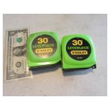 Lot (2) Stanley LeverLock Tape Measures