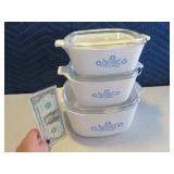 Lot (3) CorningWare Covered Casserole Dishes