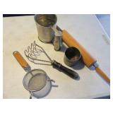 Lot (5) Antique Kitchen Primitives Decor Utensils