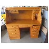 54" LightOak Rolltop Desk Complete NICE