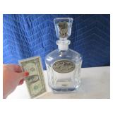 11" Glass Decanter w/ Pewter Elk Emblems