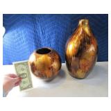 Lot (2) Funky Gold Modern Decor Vases