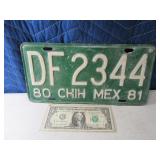 1980 CHIH MEX Metal License Plate
