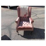 Vtg Upholstered Pinkish Arm Side Chair NICE