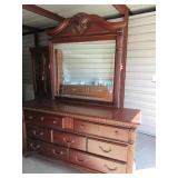 7drawer DarkWood Dresser w/ Mirror NICE 70"