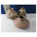 Lot (3) Clay SouthWest Pottery 5" Vases Decor