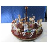 12pc Porcelain Horse Carousel SET Neat