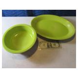 2pcs LimeGreen FIESTA WARE Platter & Bowl