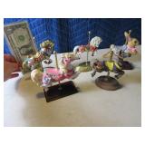 Lot (5) Carousel Porcelain 5" Horses Rabbit Figure