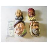 Lot (4) Bosson Type Chalk Wall 5" Heads Decor