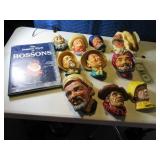 Lot (10) Bosson Like Chalk Heads & Book AS IS