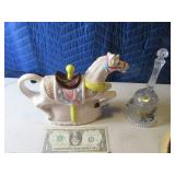 Carousel Horse Teapot & LeadCrystal Bell