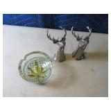 Lot (3) JAGER Elk Shot Glasses & Pot Ashtray