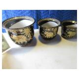 3pc Elephant Black/Gold Flower Pot Planters
