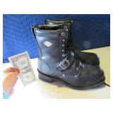 HARLEY sz11 Black Mens Riding Boots as is